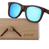 5one® zonnebril Walnut Blue hout blauwe lens 2017518