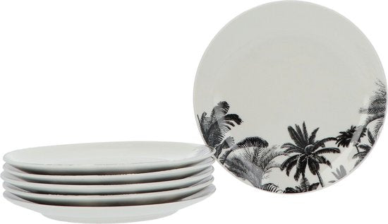 6-persoons Ontbijtborden set Porselein Bota 19 cm - Wit/Zwart