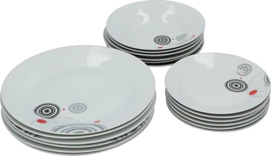 Secret de Gourmet Serviesset Cirkels - 6 persoons Servies Porselein 18-delig