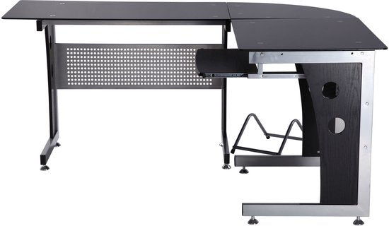 Hoekbureau - PC-tafel L-vormig met Veiligheidsglas - 164x139x75 cm