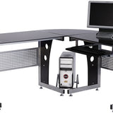 Hoekbureau - PC-tafel L-vormig met Veiligheidsglas - 164x139x75 cm