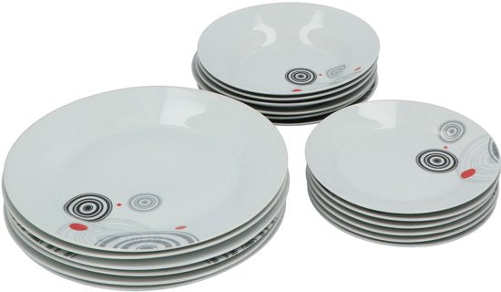 Secret de Gourmet Serviesset Cirkels - 6 persoons Servies Porselein 18-delig