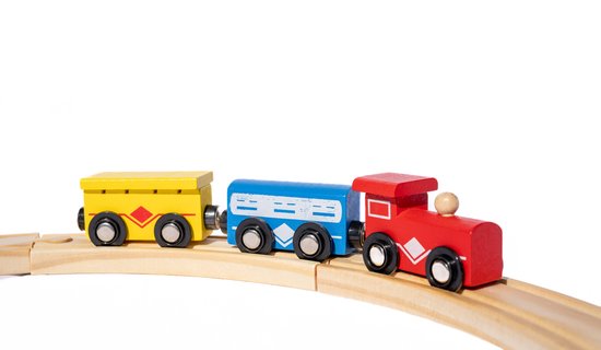 DMG Supply Houten Treinset - Treinbaan met Rails - 33-delig - Trein en Auto Accessoires - Verkeersborden - Vanaf 3 Jaar