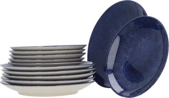 6 persoons 12-delig servies Casa Azul Blauw Geglazuurd Keramiek