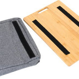 Schoottafel Laptop – Laptoptafel voor Bank-Bed – Bamboe Dienblad met Kussen – Ontbijt Bed Tafel – Laptopkussen – Met Handgrepen
