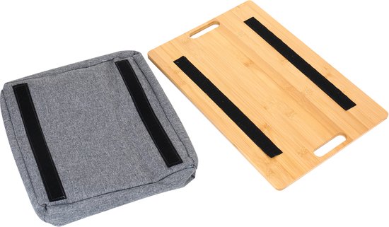 Schoottafel Laptop – Laptoptafel voor Bank-Bed – Bamboe Dienblad met Kussen – Ontbijt Bed Tafel – Laptopkussen – Met Handgrepen
