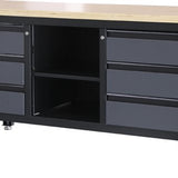 Feistos Werkbank Heros 3 - incl. geperforeerde wand - Antraciet/zwart - 60x169x87cm