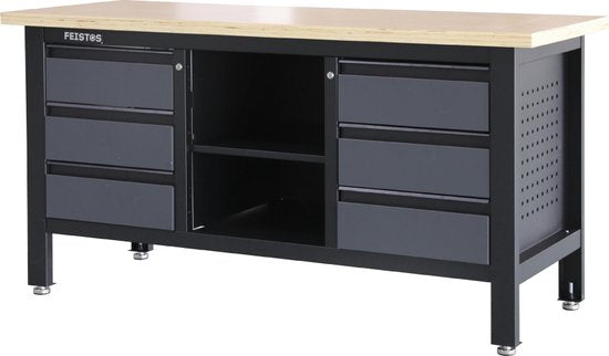 Feistos Werkbank Heros 3 - incl. geperforeerde wand - Antraciet/zwart - 60x169x87cm