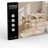 Fixwood Kinder Tafel- en Stoelenset – Natuurlijk Hout & Kunststof – Duurzaam Speel- en Leermeubel – 3-delig (1 Tafel + 2 Stoelen)