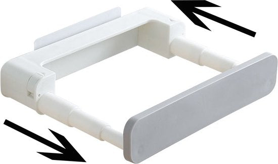Badkamerrek Uitschuifbaar - Zelfklevend - 25 x 20 x 5 cm - Wit - Grijs - Handdoekrekje - Badkamer Organizer - Ruimte Besparende Opberger