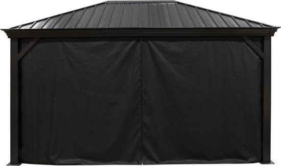 Sojag Aluminium paviljoen Marsala 1216 - Hardtop Gazebo met klamboe 363x483x293 cm - Antraciet