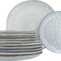 Aardewerk Serviesset Flower Beige 6 persoons 12-delig - Grijs