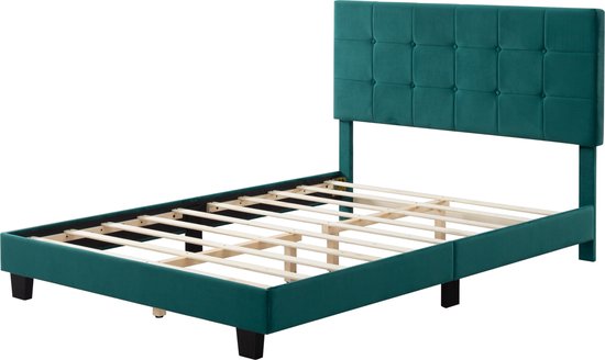 Bedombouw - Groen - 147x206x110cm - Bedombouw met Hoofdbord - De perfecte combinatie van comfort en stijl voor je slaapkamer