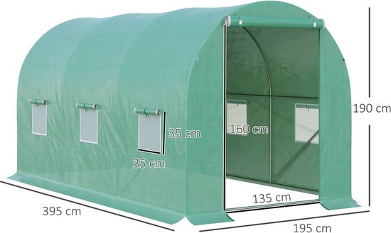 4goodz Tunnelserre Kweekkas 395x195x190 cm - Gaasplastic met Raam