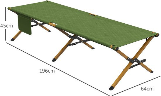 Stretcher Opvouwbaar - Ligbed met verstelbare rugleuning - 196x64x45 cm - Groen