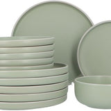6 persoons Servies 18 delig Nordic style Keramiek - groen/wit