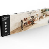 FixWood Houten Schoenenrek – 2-in-1 Stapelbaar Schoenenrek – 2 of 4 Lagen – Compact, Duurzaam en Stijlvol – Zwart-Hout – 65x26x52 cm