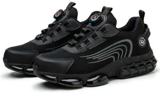 Veiligheidsschoenen Heren - Maat 46 - Stalen Neus & Anti-Perforatie Zool - Lichtgewicht & Ademend - Anti-Slip Werkschoenen met Draaisluiting - Zwart