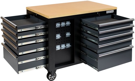 FEISTOS Hektor Mobiele werkbank - 114x73x89 cm - Zwart