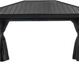 Sojag Aluminium paviljoen Marsala 1216 - Hardtop Gazebo met klamboe 363x483x293 cm - Antraciet
