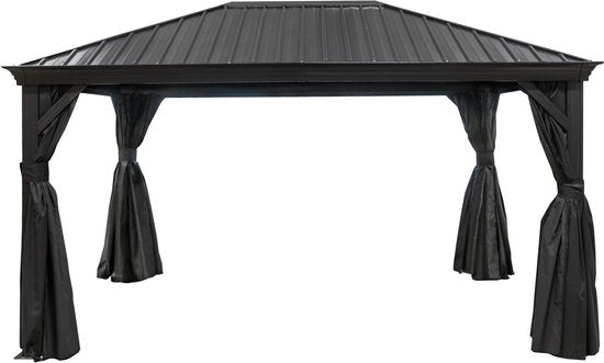 Sojag Aluminium paviljoen Marsala 1216 - Hardtop Gazebo met klamboe 363x483x293 cm - Antraciet