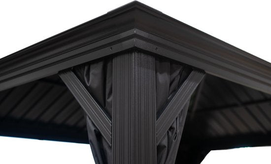 Sojag Aluminium paviljoen Marsala 1216 - Hardtop Gazebo met klamboe 363x483x293 cm - Antraciet