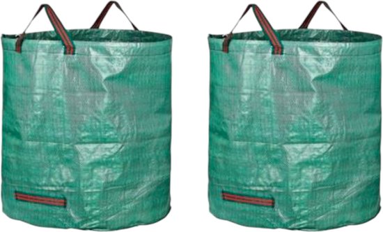 Tuinafvalzak - Set van 2 - Groen - 2x 272 liter - 77 x 67 cm - Tuinafvalemmer - Tuinafvalzakken opvouwbaar - Tuinzak