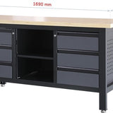 Feistos Werkbank Heros 3 - incl. geperforeerde wand - Antraciet/zwart - 60x169x87cm