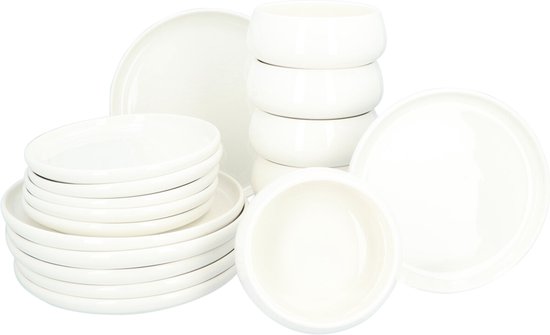 Serviesset Nora 18 delig - 6 persoons servies porselein - Wit