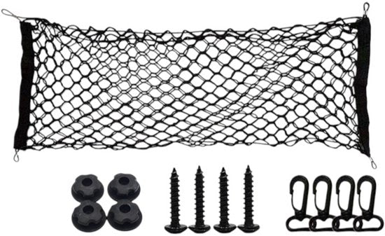 Bagagenet Auto – Kofferbaknet 110x60 cm – Elastisch Opslagnet met Bevestigingsmateriaal – Universeel Laadruimte Organizer – Anti-Slip Bagage Houder