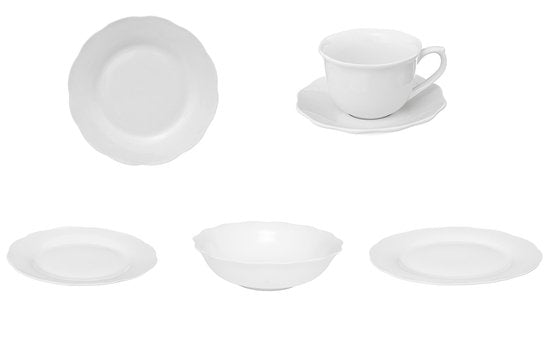 Serviesset 6 persoons Alma - Klassiek Servies Porselein 30-delig - Wit