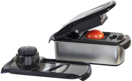 Chefino Groentesnijder Set 12-delig - Mandoline Keukensnijder met 7 Snijopties - Blokjessnijder - Julienne Snijder - Rasp - Uiensnijder - Opvangbak 1L