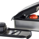 Chefino Groentesnijder Set 12-delig - Mandoline Keukensnijder met 7 Snijopties - Blokjessnijder - Julienne Snijder - Rasp - Uiensnijder - Opvangbak 1L