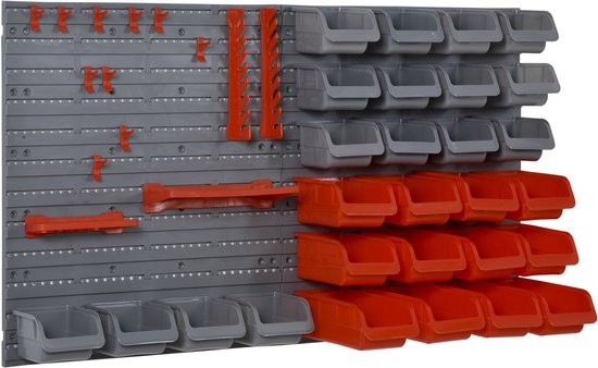 4goodz Gereedschapswand 44-dlg met Wandhouder - Rood/Grijs