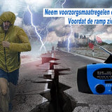 NovaWare Noodradio Solar Opwindbaar - Powerbank Zonneenergie met 5000mAh - FM-AM - Noodpakket - Draagbare Radio – Batterij - Blauw