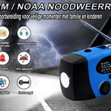 NovaWare Noodradio Solar Opwindbaar - Powerbank Zonneenergie met 5000mAh - FM-AM - Noodpakket - Draagbare Radio – Batterij - Blauw