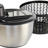 Slacentrifuge RVS 5L met Snij- en Raspmessen – Salade Spinner – Sladroger – Slakom met Mandoline – Groentesnijder – Julienne Snijder – RVS Mengkom