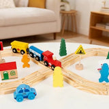 DMG Supply Houten Treinset - Treinbaan met Rails - 33-delig - Trein en Auto Accessoires - Verkeersborden - Vanaf 3 Jaar