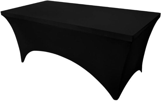Rechthoekige Tafelhoes Stretch – 180 x 75 x 75 cm – Elastisch & Strak – Wasbaar – Zwart – Voor Feesten, Beurzen & Evenementen