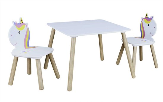 Unicorn Kindertafel set met Stoeltjes - Tekentafel Kinderen