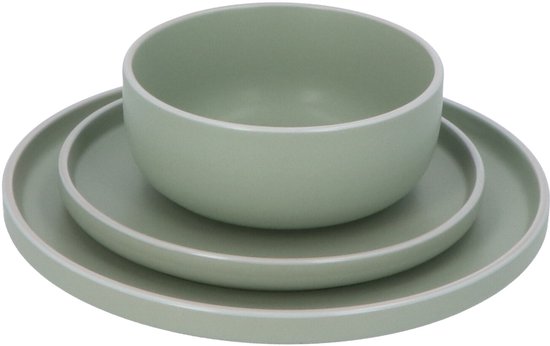 6 persoons Servies 18 delig Nordic style Keramiek - groen/wit