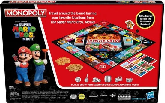 Monopoly The Super Mario Bros. Movie, Bordspel, Economische simulatie, 8 jaar, Familiespel
