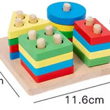 DMG Supply Houten Speelgoed Set - Montessori Speelgoed - Vormenstoof - Kralenspiraal - Regenboogstapelaar - Vanaf 3 Jaar