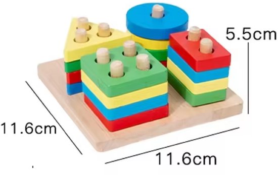 DMG Supply Houten Speelgoed Set - Montessori Speelgoed - Vormenstoof - Kralenspiraal - Regenboogstapelaar - Vanaf 3 Jaar