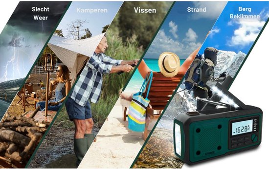 Draagbare NoodRadio Solar Opwindbaar - Powerbank Zonneenergie met - Noodpakket - Draagbare Radio