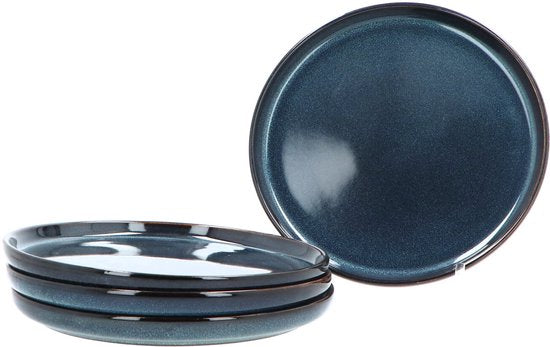 Servies 16 delig 4-persoons - Reactive Glaze - Blauw