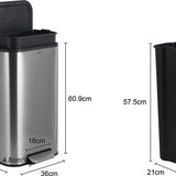 Luzzo® Nevada Pedaalemmer 30 liter - Prullenbak Mat RVS