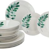 Servies Porselein 6 persoons set 18 delig Vegetal - Wit/Groen