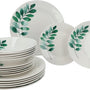 Servies Porselein 6 persoons set 18 delig Vegetal - Wit/Groen