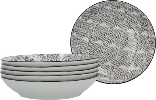 Serviesset 6 persoons Porselein Bohemia Ethnic 18-delig - Zwart/Wit